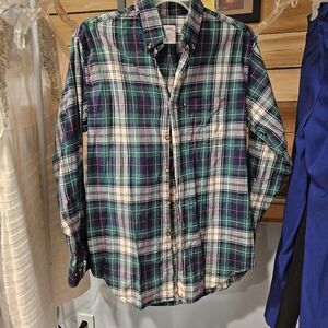 Brooks Brothers Plaid Button Down Shirt - Green and White